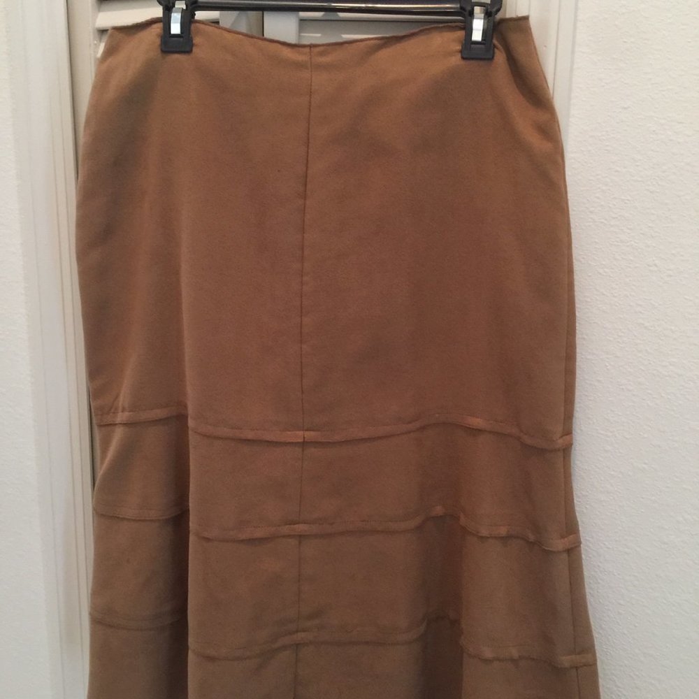 Faux suede Buckskin color 4 panel skirt